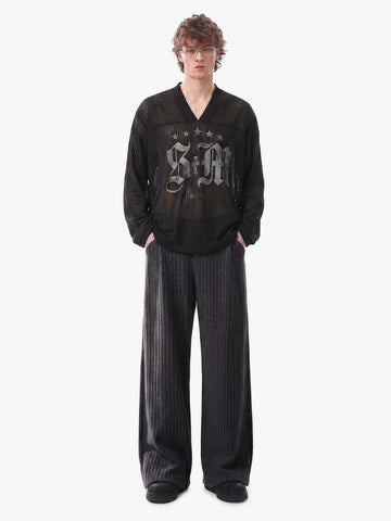 Retro Wool Blend Pleated Baggy Trousers