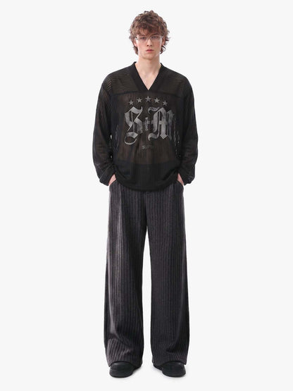 Retro Wool Blend Pleated Baggy Trousers
