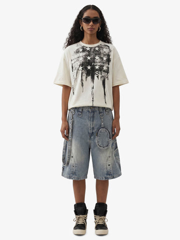 Multi-Hardware Baggy Denim Jorts