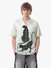 Double Cheetah Graphic Satin Cuban Shirt 
