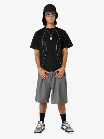 Functional Deconstructed Split Short-Sleeved T-Shirt - 2437