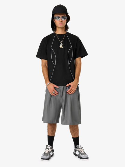Functional Deconstructed Split Short-Sleeved T-Shirt - 2437