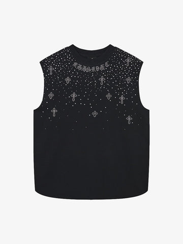 Rhinestone Cross Sports Vest