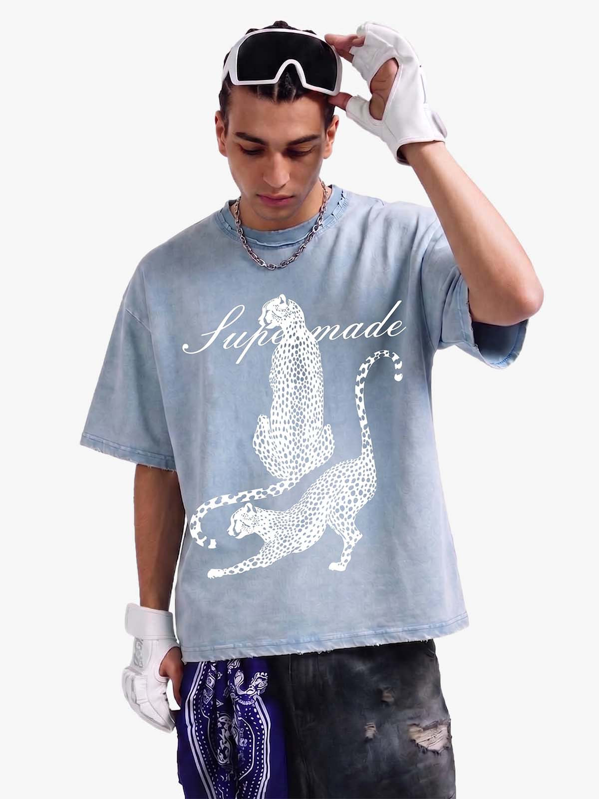 Leopard Print Washed Vintage T-Shirt