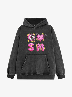 Street Dripping Letter Eyeball Graffiti Hoodie 