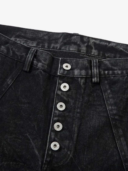 High Street Functional Structured Design Tie-Dye Baggy Jeans 