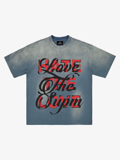 Retro Color-Blocked Lettering T-Shirt