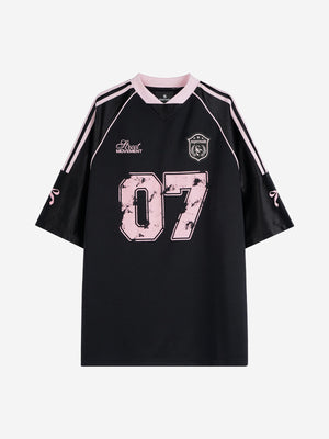 Graphic Number 07 Spliced Raglan T-Shirt