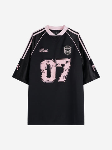 Graphic Number 07 Spliced Raglan T-Shirt