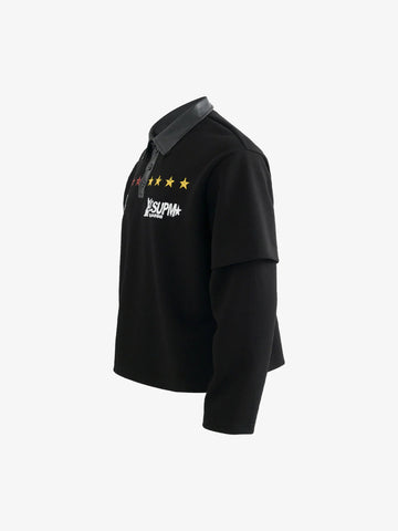 Motorcycle Style Lapel Polo Long Sleeve T-Shirt 