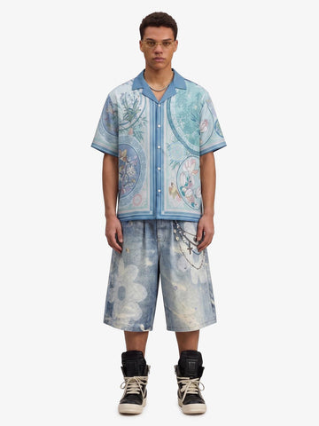 Porcelain Floral Cuban Collar Shirt 