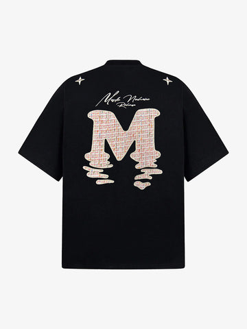 Vintage Patchwork Embroidered Letter T-Shirt 