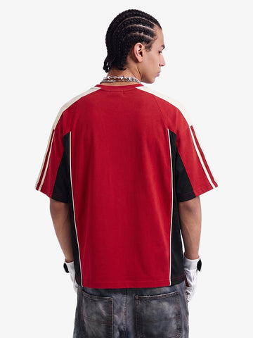 Color-Blocked Strip Racing T-shirt - 2076