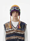 Colorblock Crochet Goggles Trapper Hat 