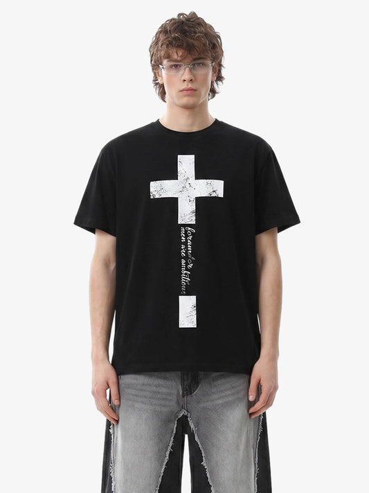 Distressed Cross Graphic T-Shirt