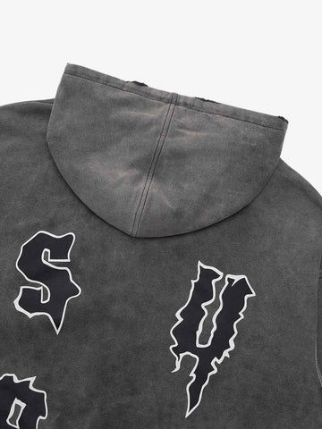 Original Distressed SPMD Graphic Cotton Hoodie 