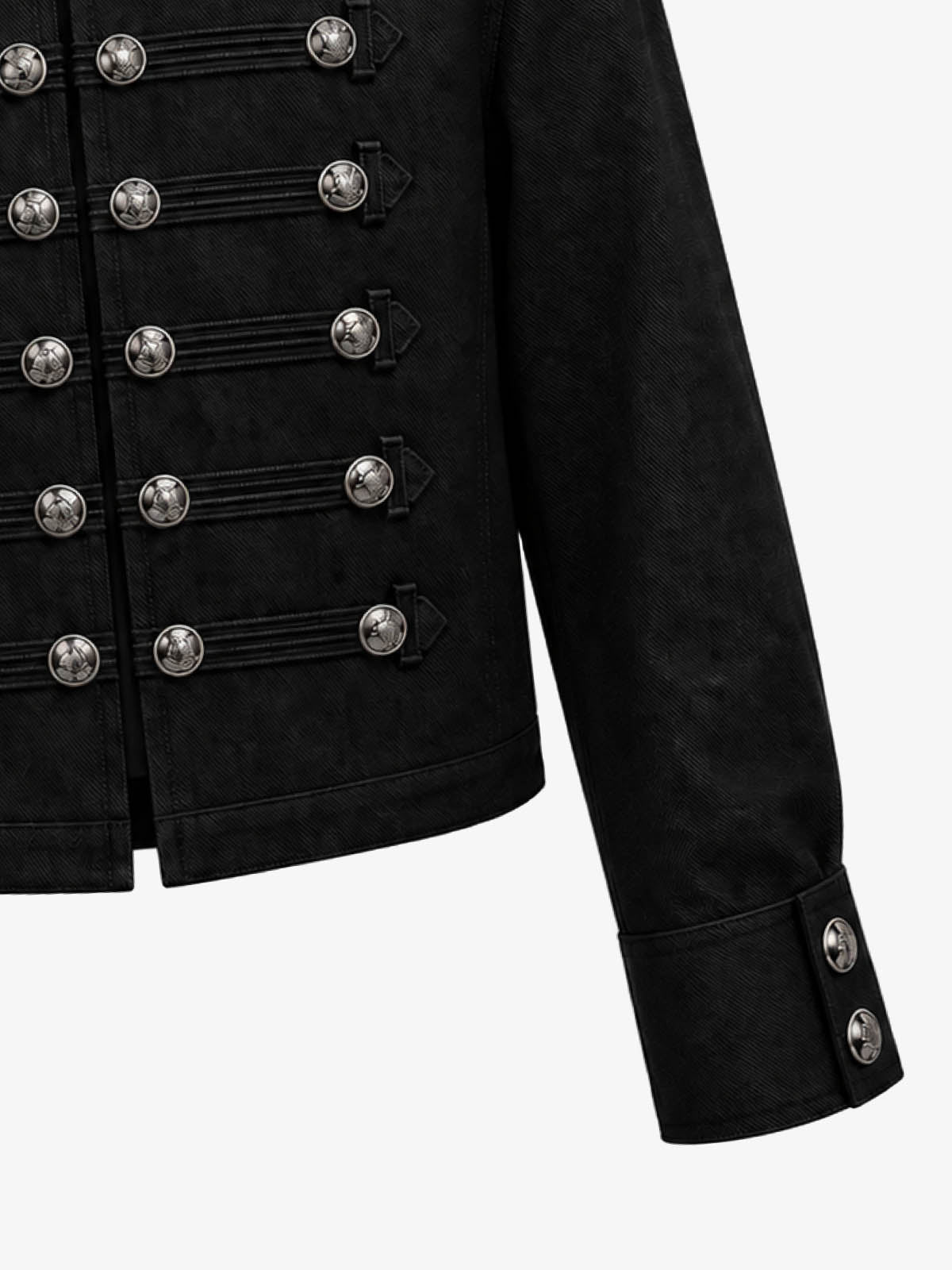 Vintage Silver Button Military Denim Jacket - 2642