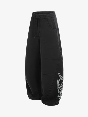 Thorns Graphic Distressed Washed Baggy Barrel Sweatpants