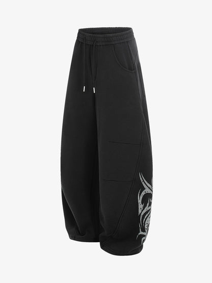 Thorns Graphic Distressed Washed Baggy Barrel Sweatpants