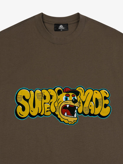Street Graffiti Trendy Tiger Head Font T-Shirt 