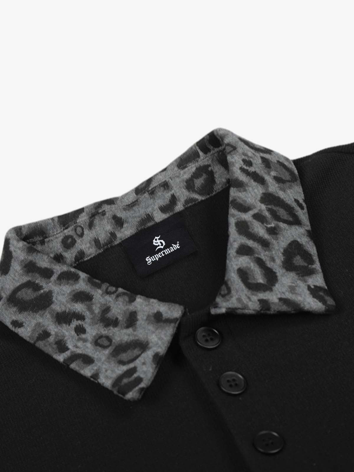 Rock Grunge Aesthetic Leopard Patchwork Polo Shirt