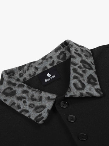 Rock Grunge Aesthetic Leopard Patchwork Polo Shirt