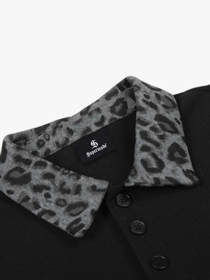 Rock Grunge Aesthetic Leopard Patchwork Polo Shirt