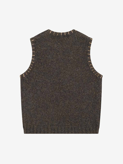 Vintage Embroidered Graphic Knit Sweater Vest 