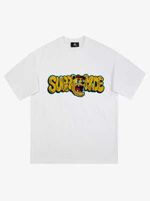 Street Graffiti Trendy Tiger Head Font T-Shirt 