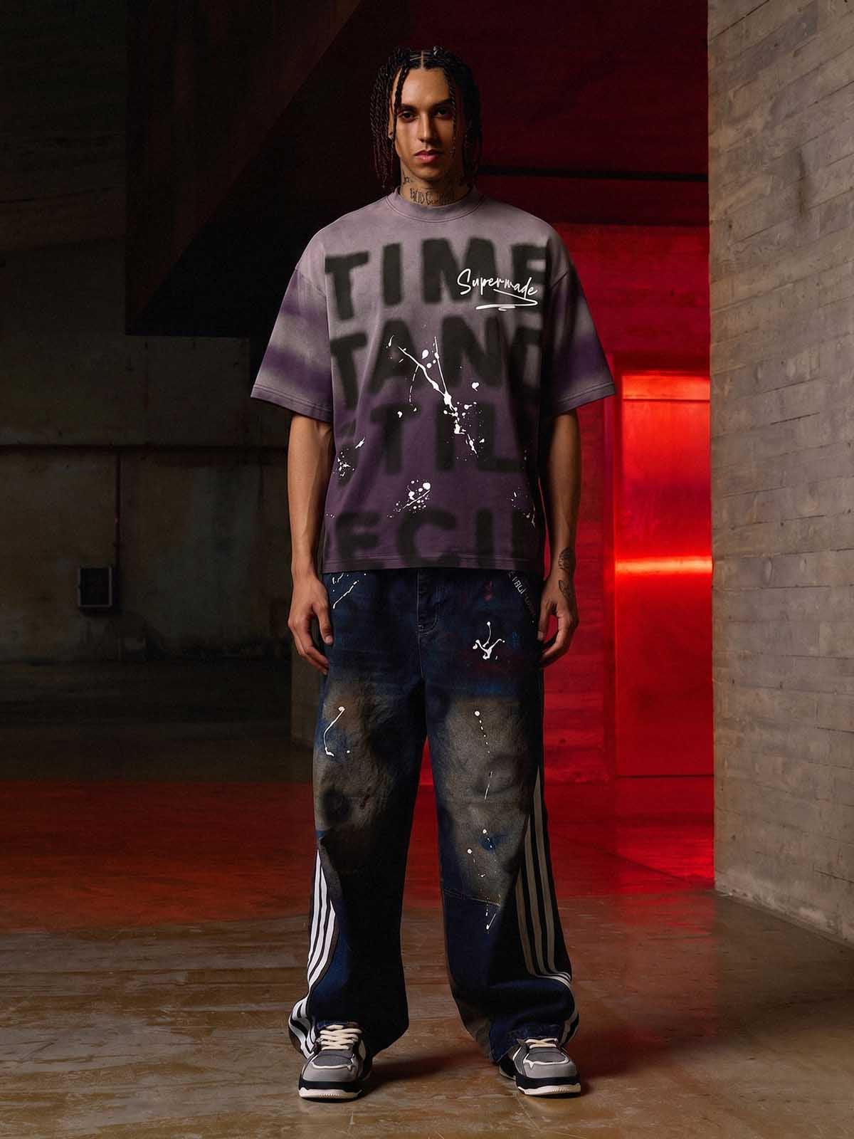 Ink Splash Letter Print T-shirt - 2414