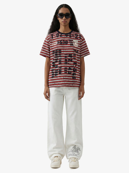 Grunge Striped Distressed Graphic T-Shirt
