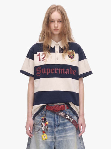 Vintage Striped Rugby Polo Shirt