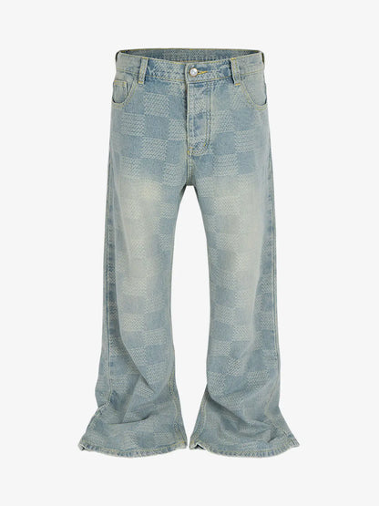 Checkerboard Distressed Jeans 
