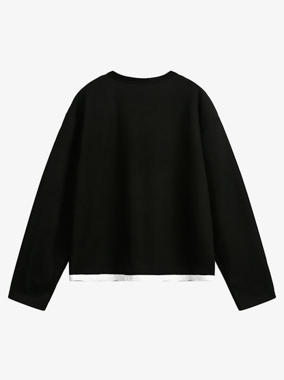 Layered Crewneck Star Print Long-Sleeve T-Shirt 