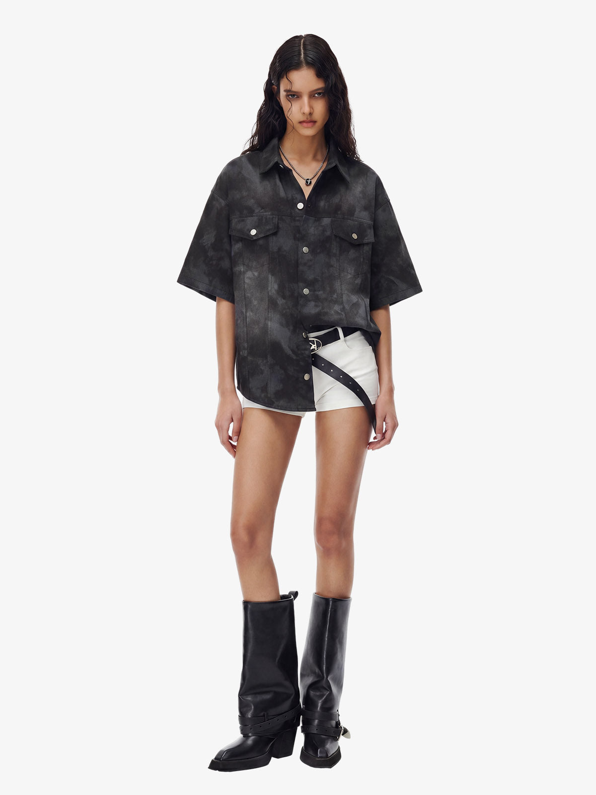 Supermade Signature Tie-Dye Acid Wash Pleated Shirt 