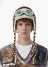 Colorblock Crochet Goggles Trapper Hat 
