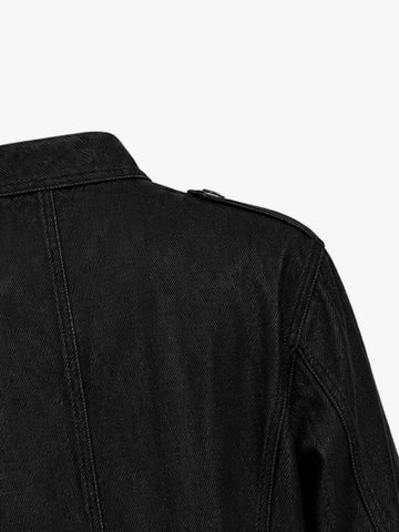 Vintage Silver Button Military Denim Jacket - 2642