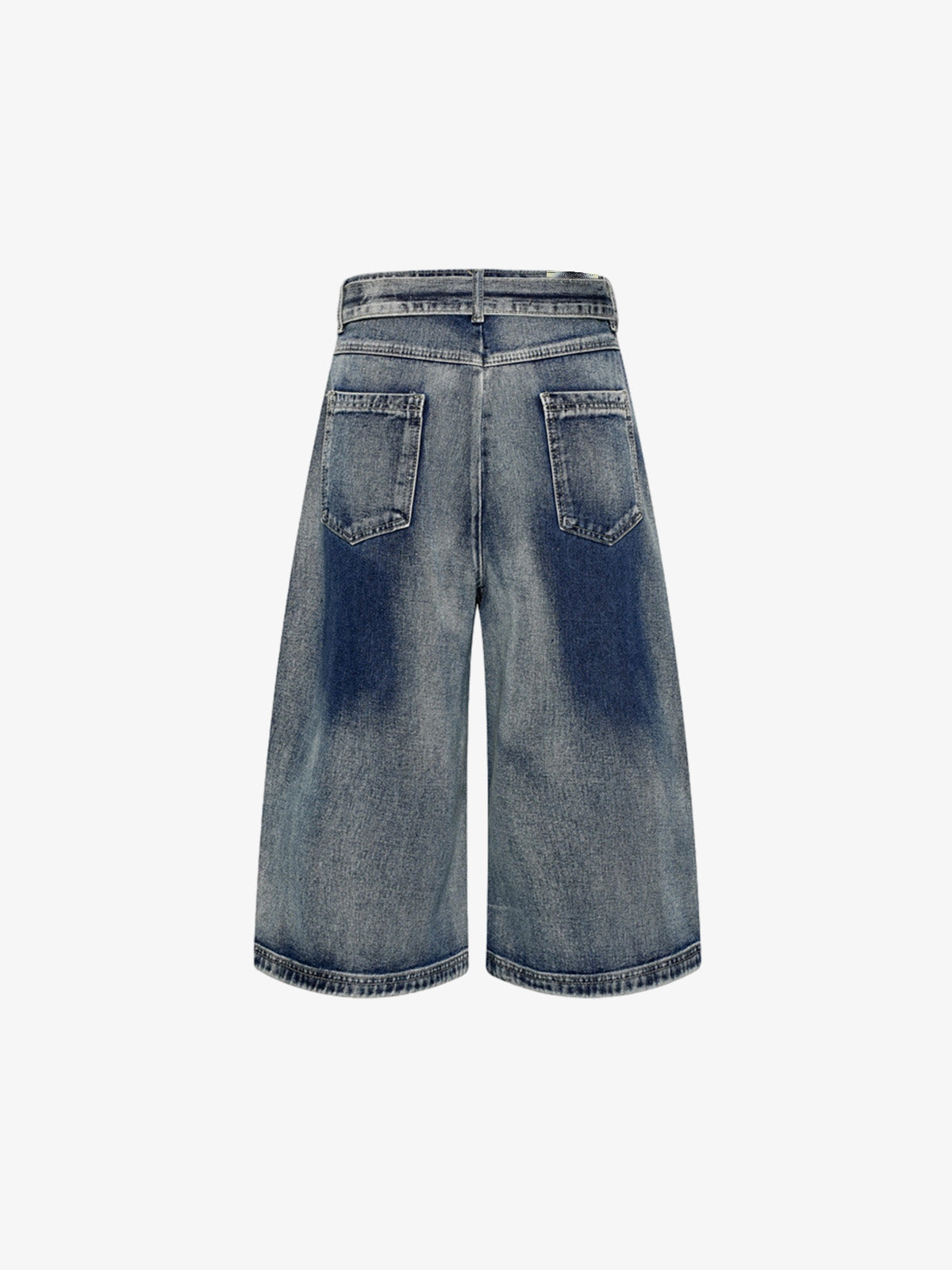 Belted Curved Seam Wide Leg Jorts