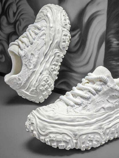 Tire-Tread Distressed Sneakers