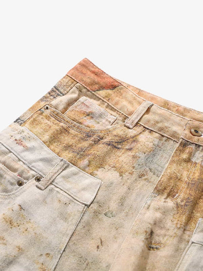 Vintage High Street Mud-Dyed Distressed Baggy Jeans 