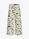 Cow Print Lace Trim Straight Leg Pants 