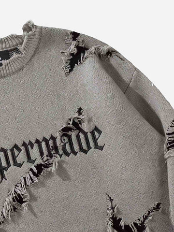 Frayed Logo Knit Sweater