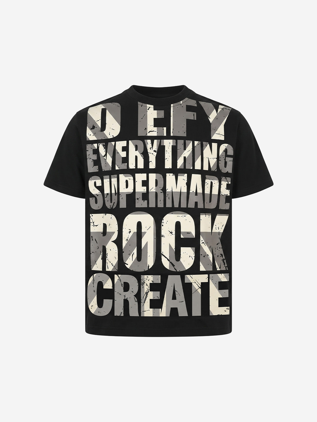 Distressed Typographic Rock Graphic Oversized T-Shirt