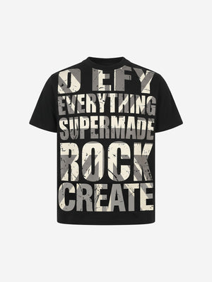 Distressed Typographic Rock Graphic Oversized T-Shirt