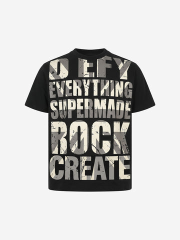Distressed Typographic Rock Graphic Oversized T-Shirt
