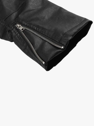 Studded Button Leather Jacket