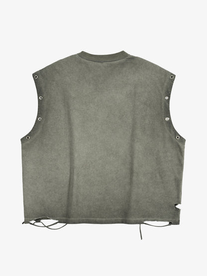 Skull Graphic Grommet Vest
