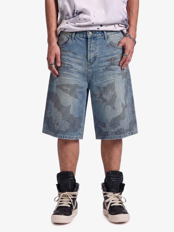 Mountain Motif Bermuda Shorts