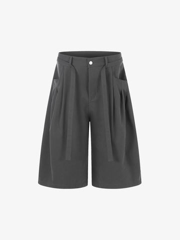 Industrial Pleated Wide-Leg Sartorial Shorts