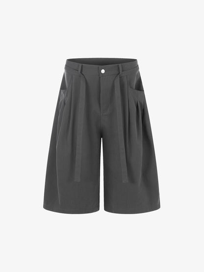 Industrial Pleated Wide-Leg Sartorial Shorts